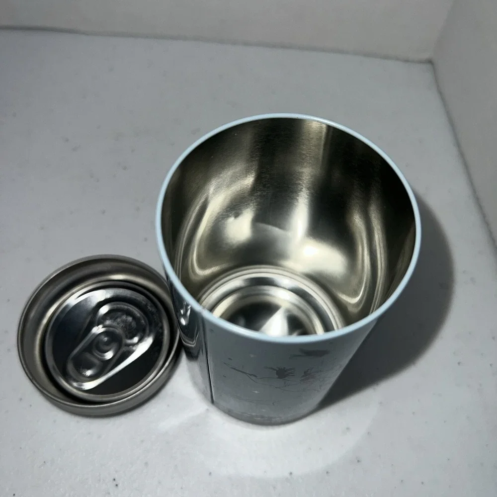 Yeti Blue Short Empty Stash Beer Can False Top Hide A Key & Sticker Camping